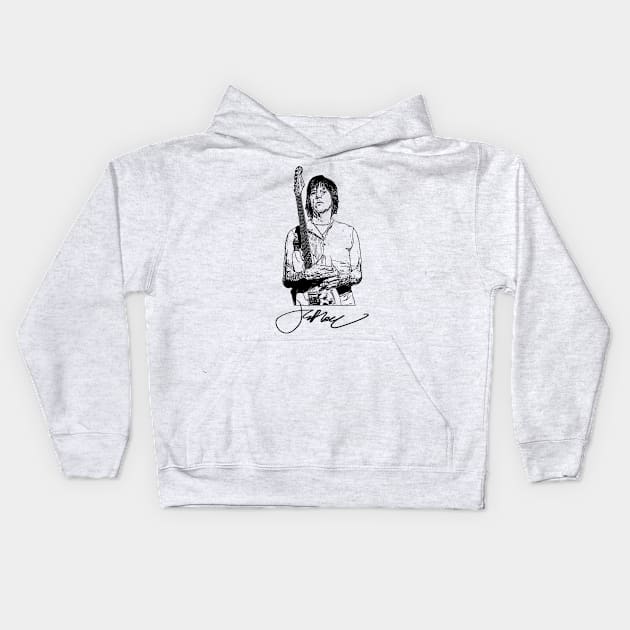 Jeff Beck Guitar 2 Kids Hoodie by Playful Creatives